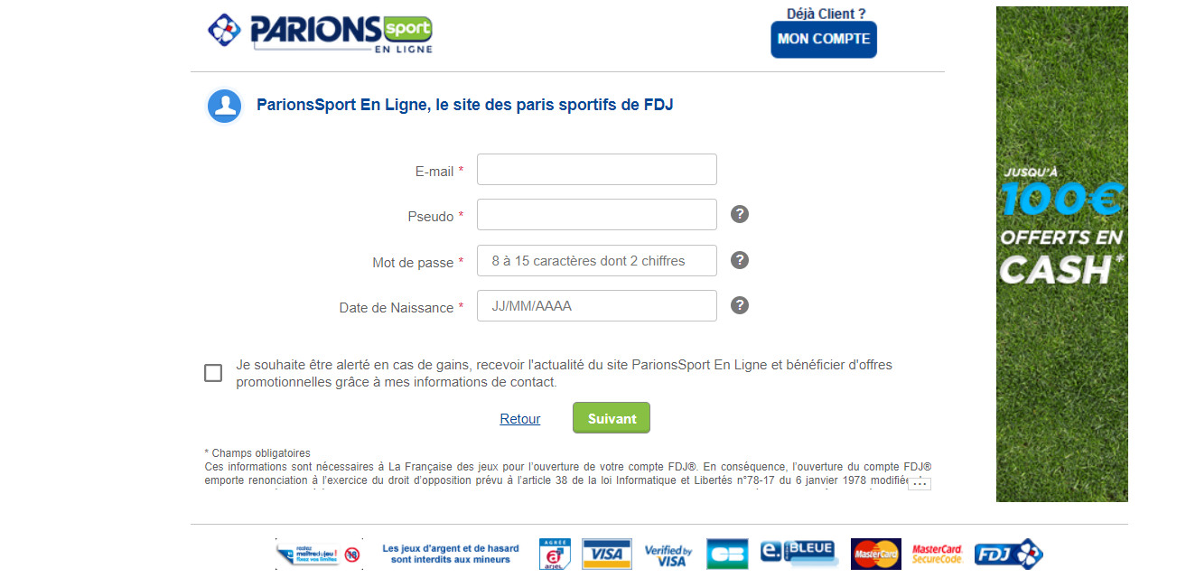 Parions Sport ouvrir compte inscription