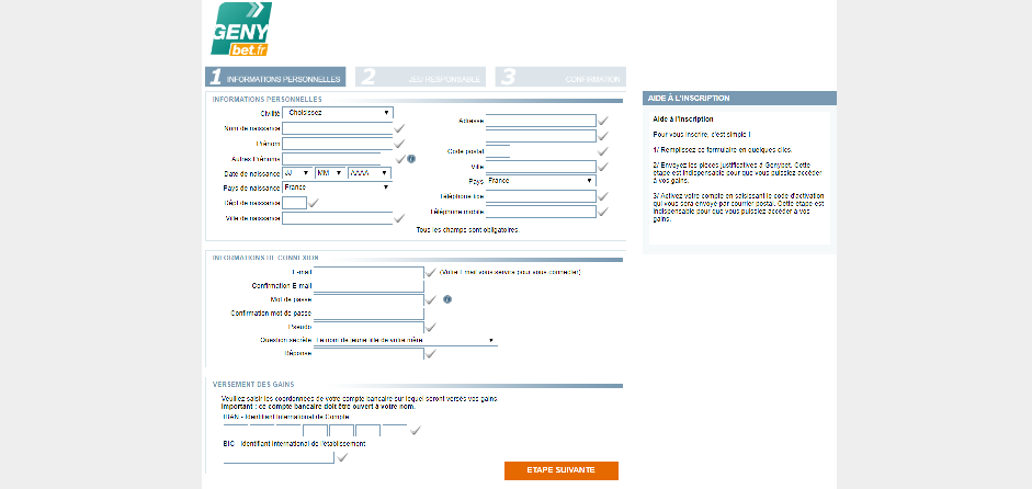 Genybet ouvrir compte inscription