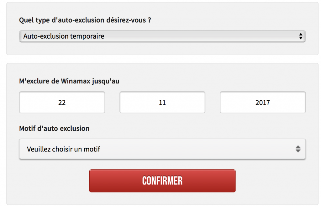 auto exclusion Winamax jeu responsable