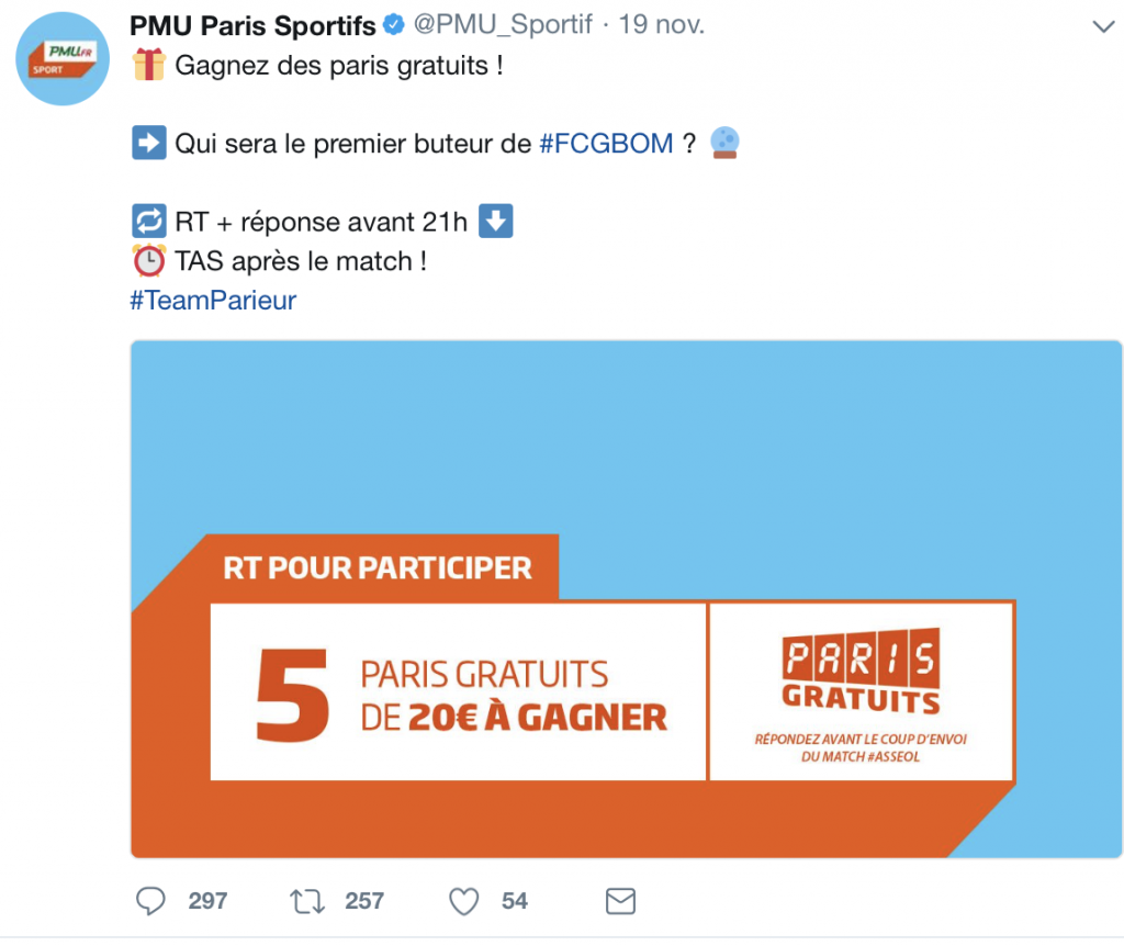 pari gratuit pmu twitter